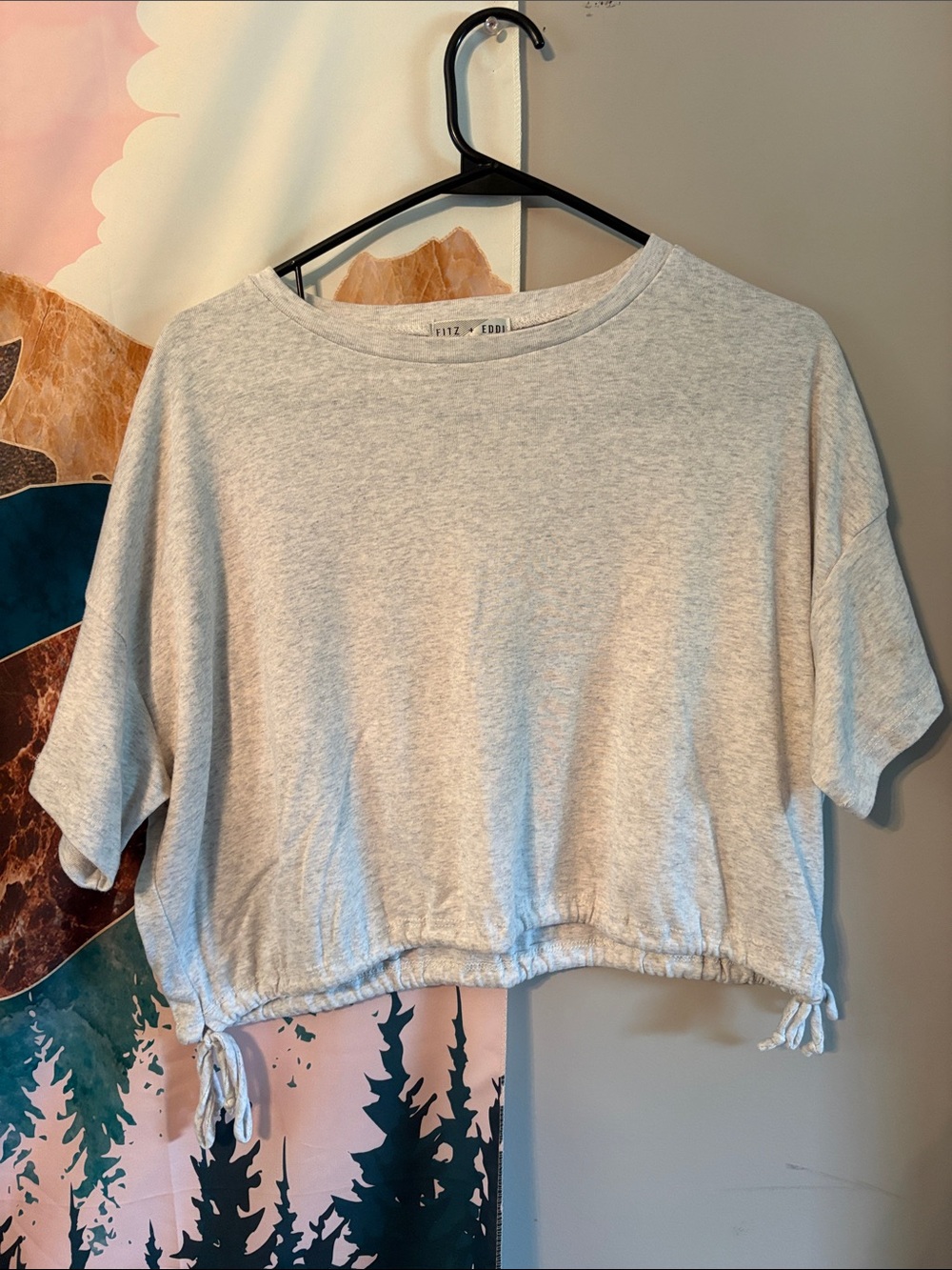 Light Gray Crop Top with Drawstring Hem - Casual Women’s Tee